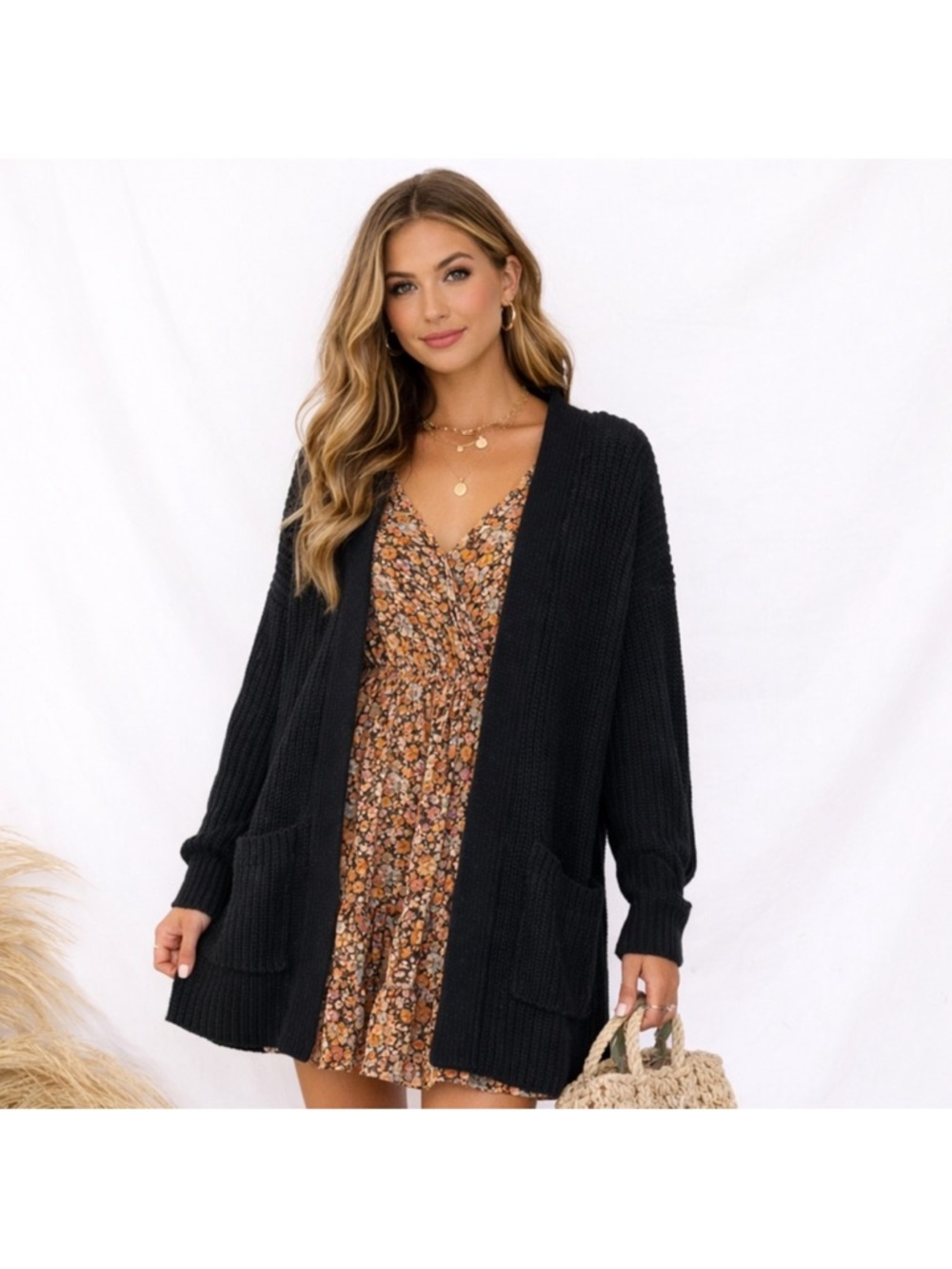 a.n.a Black Chunky Cardigan